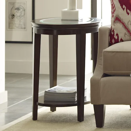 Transitional Elise Oval End Table with Glass Top